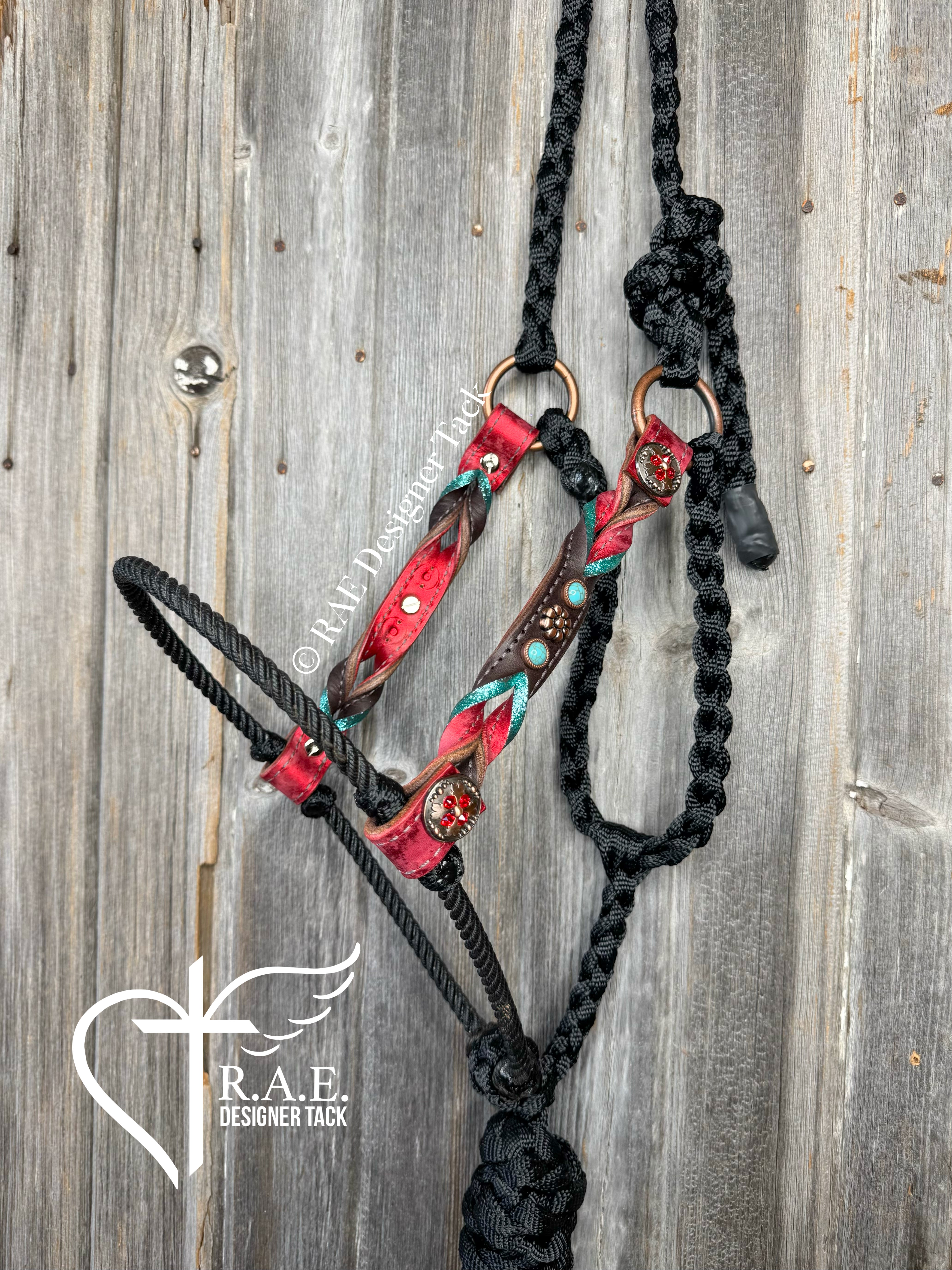 Lariat Halter in Red & Turquoise