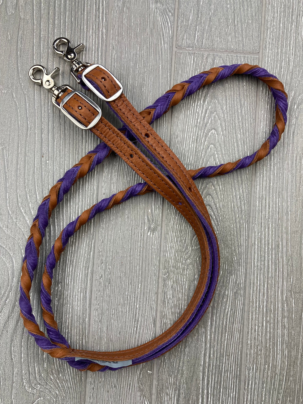 Brown & Purple Braided Reins